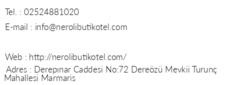 Neroli Butik Otel telefon numaralar, faks, e-mail, posta adresi ve iletiim bilgileri
